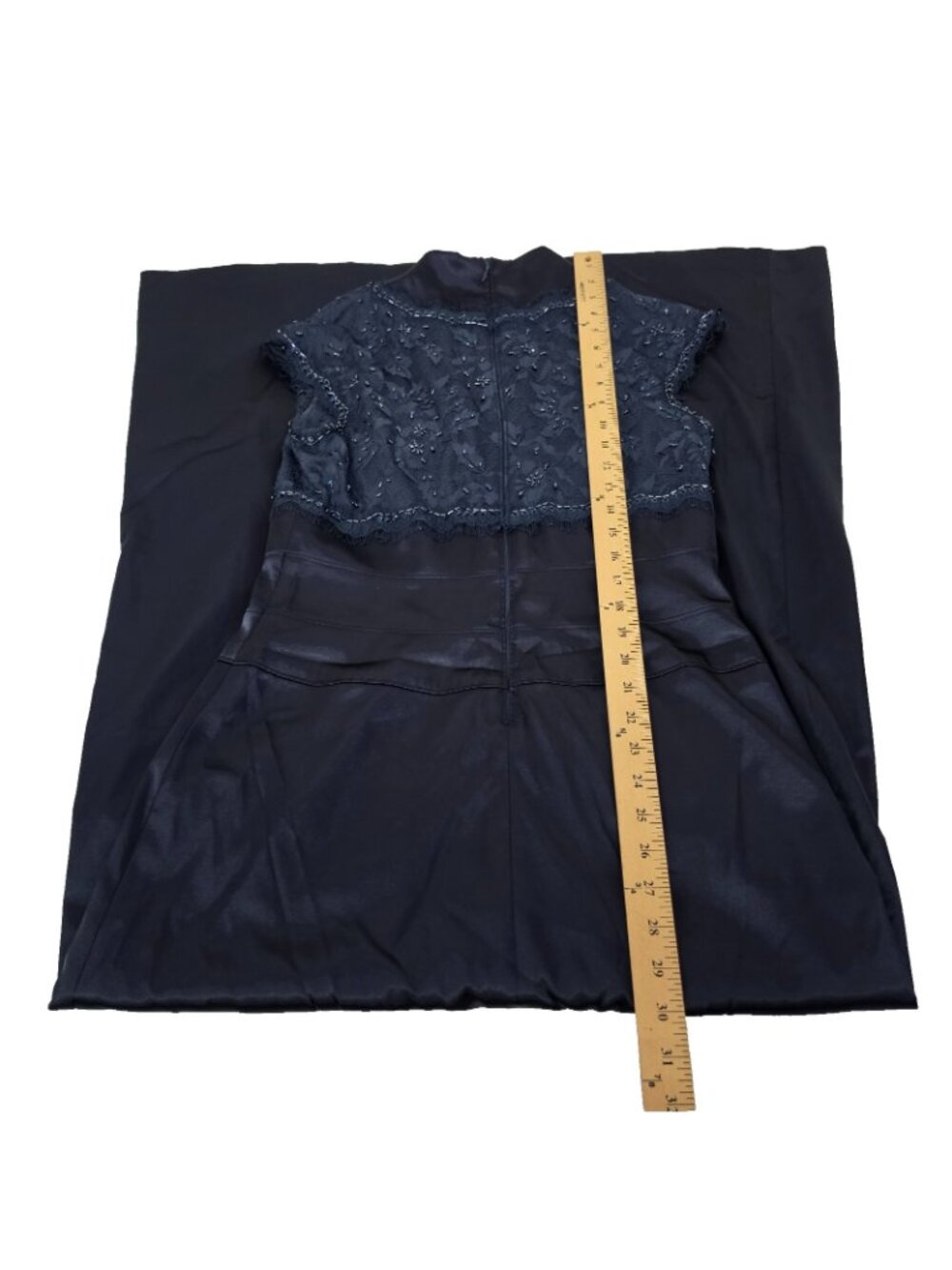 Adrianna Papell Occasions Gown 10 Navy Beaded Lace Formal Evening Mother Bride - Picture 3 of 15